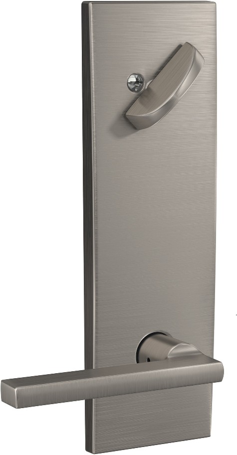 Custom Latitude-Century Satin Nickel Single-Cylinder Entry Door Handleset with Latitude Lever
