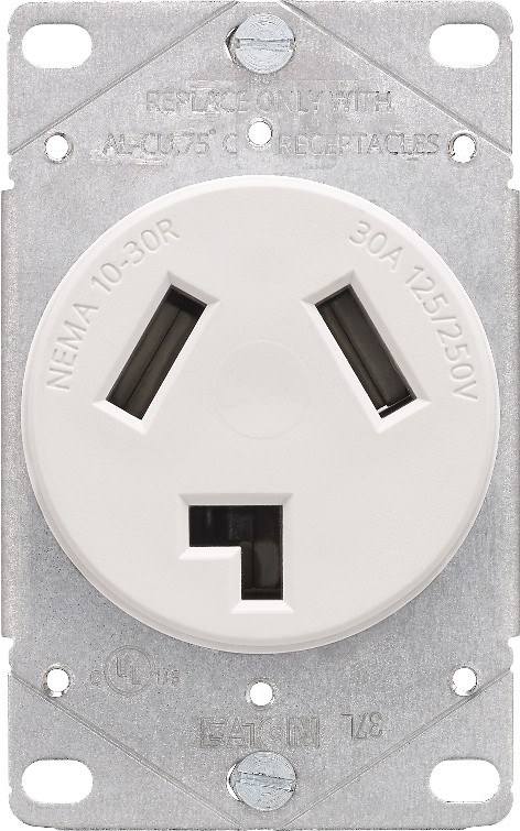 30 -Amp 125/250-volt Commercial Round Range power outlet , White