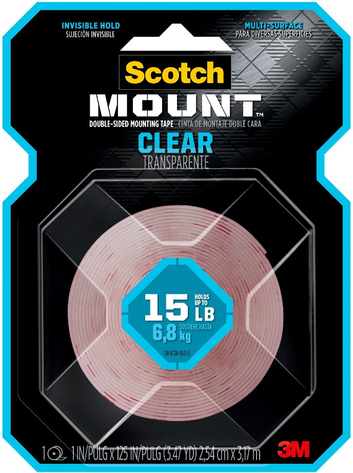 Clear Double-Sided Mounting Tape 1-in x 10.41 Feet Double-Sided Tape