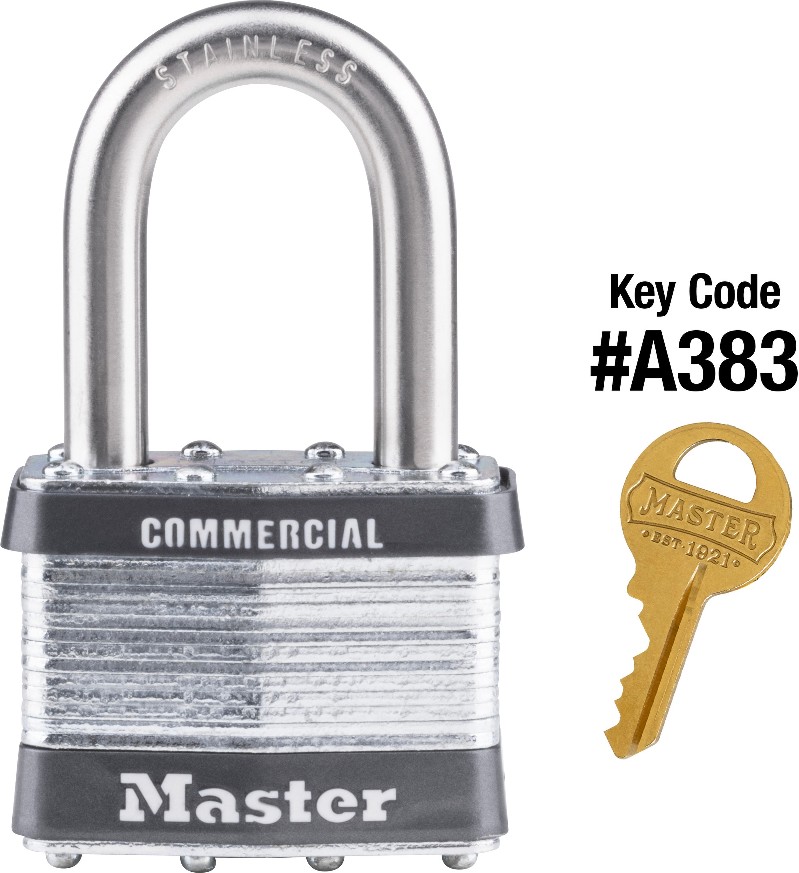Commercial Keyed Padlock, 2-in Wide x 1-1/2-in Shackle Keyed Alike to A383 Key Code