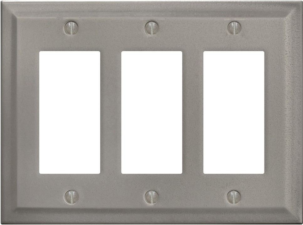 Bevel 3 -Gang Standard Size Brushed Nickel Nickel Indoor Decorator Wall Plate