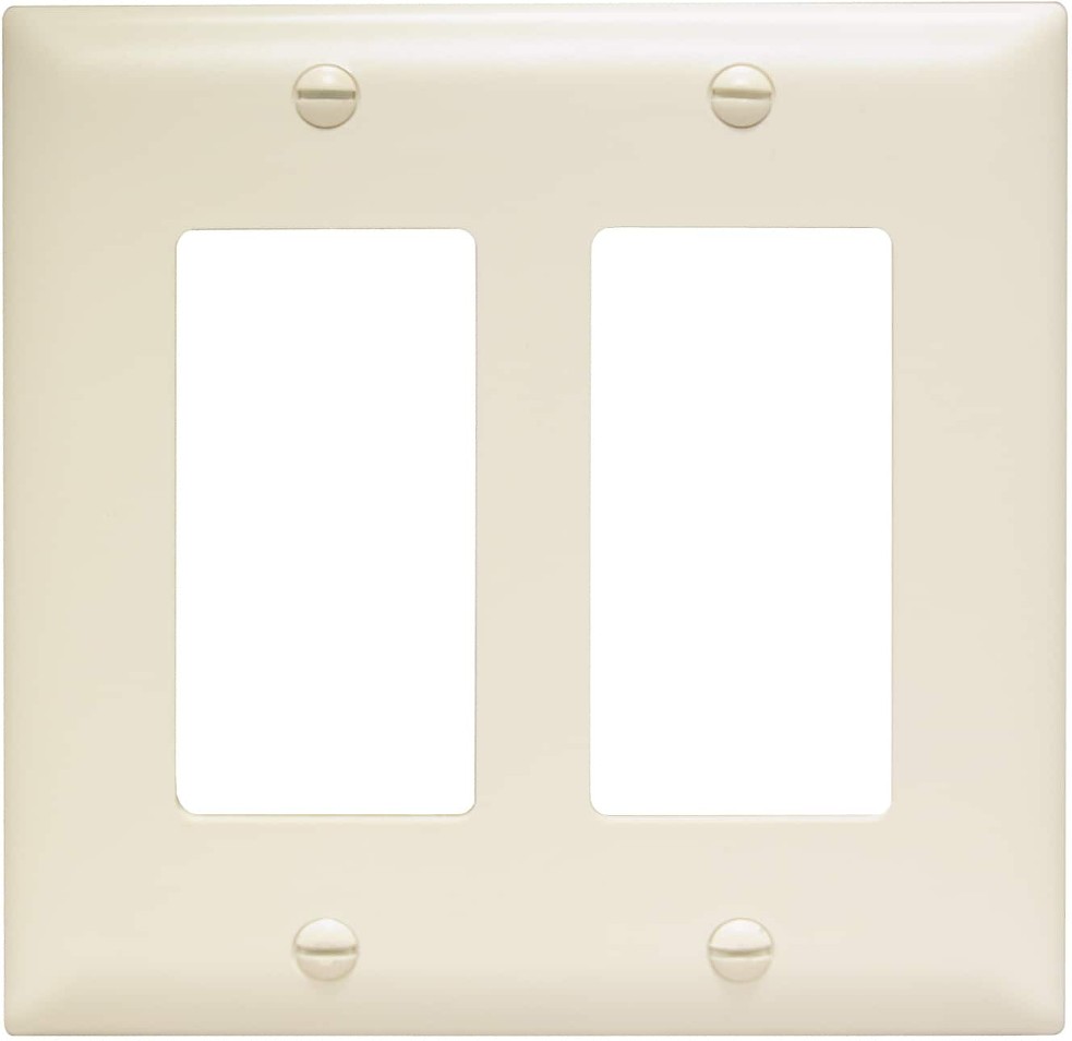 Pass Seymour 2 -Gang Midsize Size Light almond Nylon Indoor Decorator Wall Plate