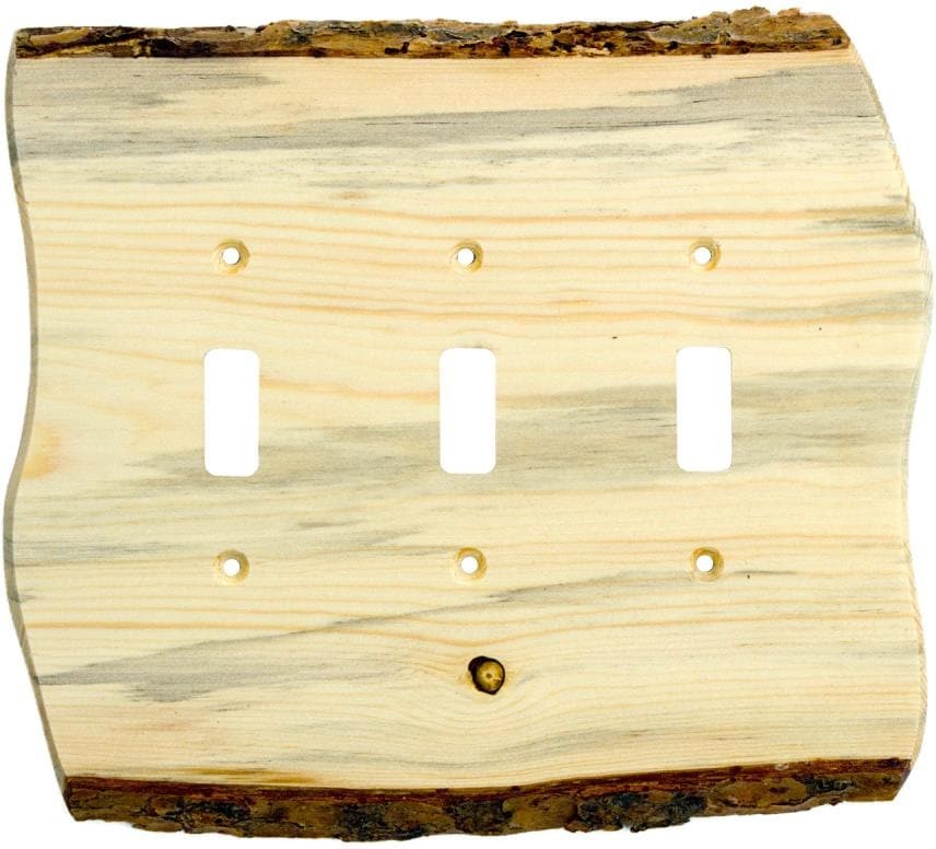 3 -Gang Specialty Size Blue Pine Wood Indoor Toggle Wall Plate