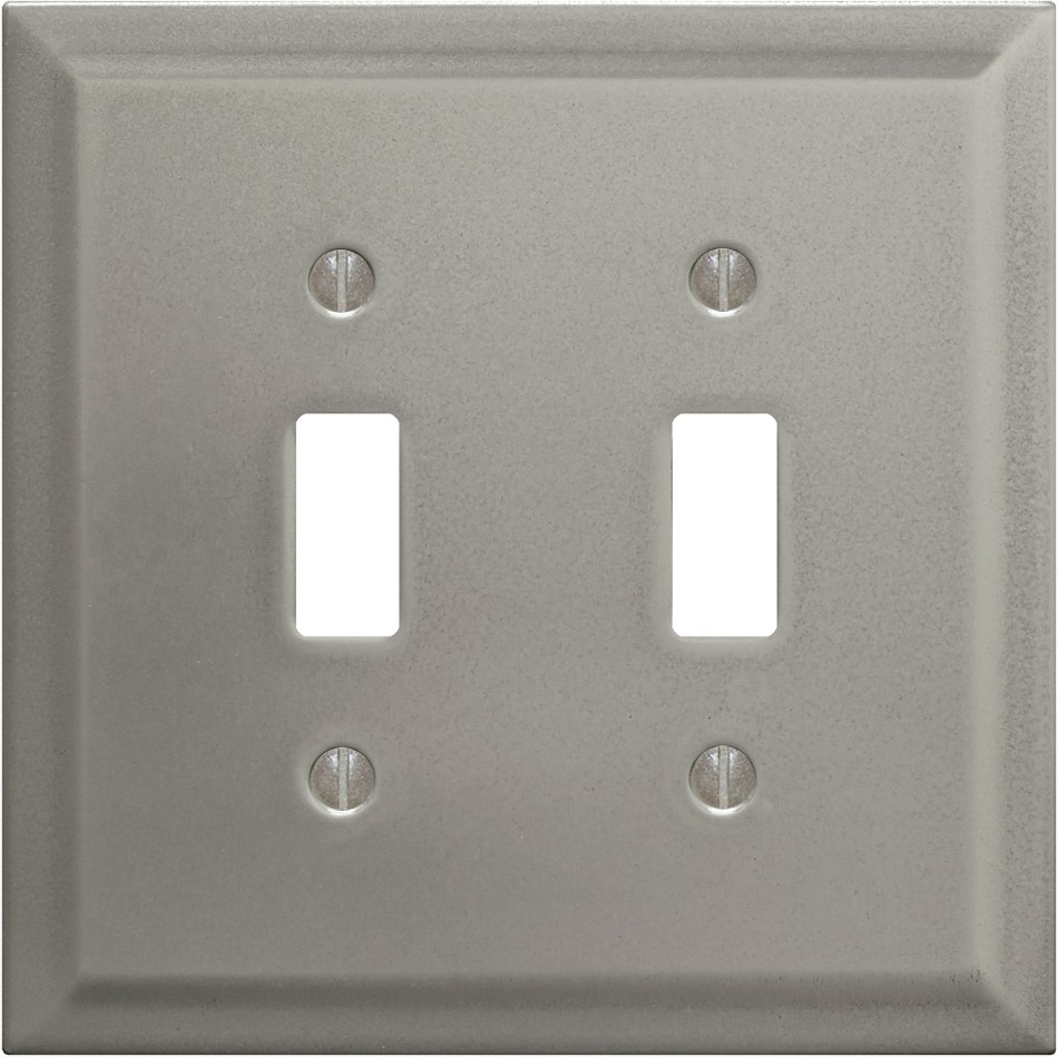 allen + roth 2 -Gang Standard Size Brushed Nickel Nickel Indoor Toggle Wall Plate