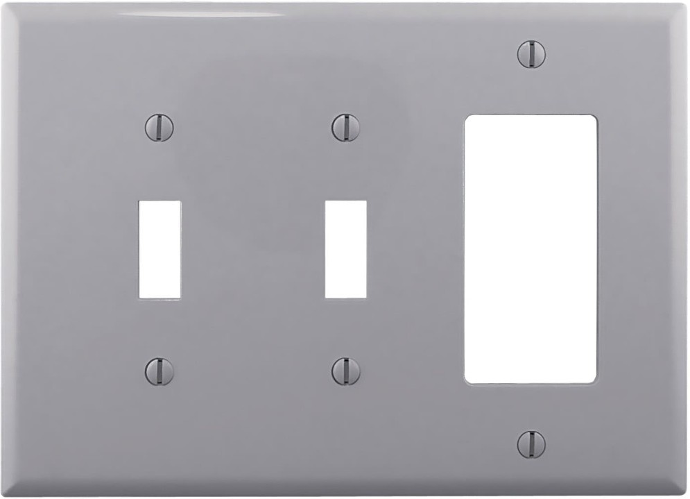 3 -Gang Midsize Size Gray Nylon Indoor Toggle/Decorator Wall Plate