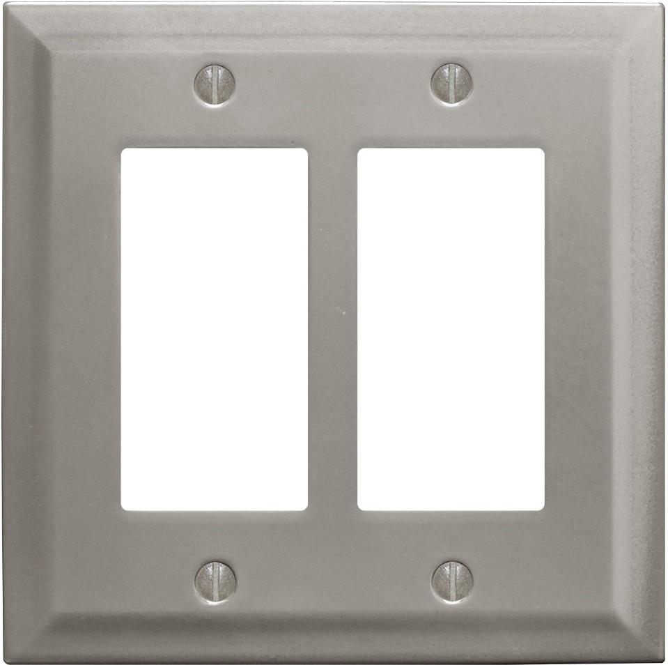allen + roth 2 -Gang Standard Size Brushed Nickel Nickel Indoor Decorator Wall Plate