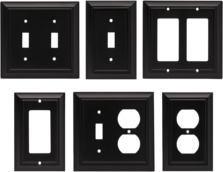 Flat Black Architectural 6 Piece Wall Plate Collection