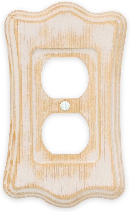 1 -Gang Standard Size Distressed White Wood Indoor Duplex Wall Plate