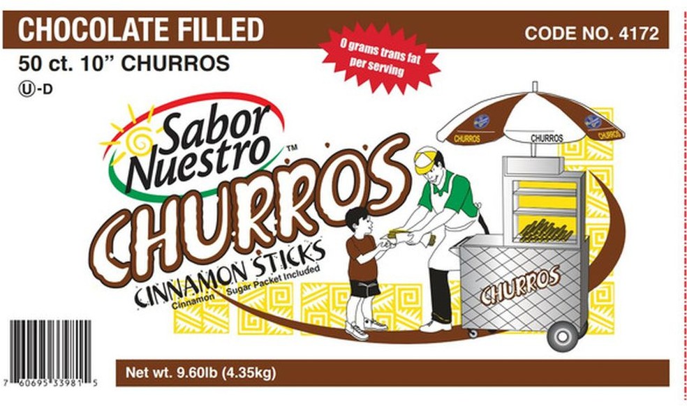 Chocolate Filled Churros 10 in. 50ct