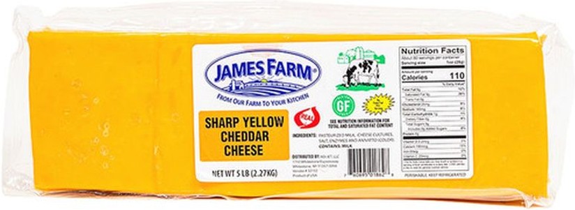 Sharp Yellow Cheddar Cheese Loaf - 5 lbs