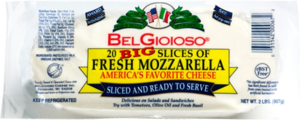 Pre-Sliced Fresh Mozzarella Log - 2 lb pkgs