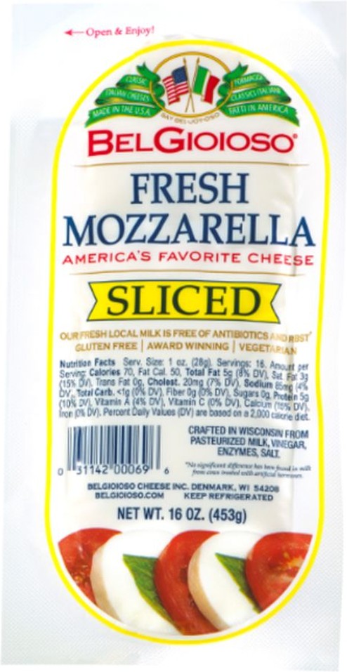 Sliced Mozzarella Cheese - 1 lb