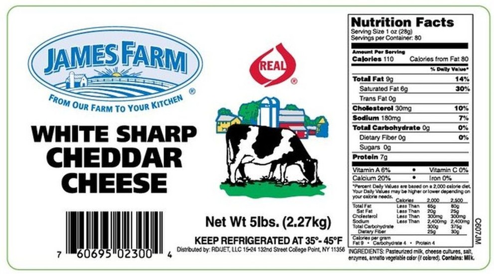 Sharp White Cheddar Cheese - 5 lb