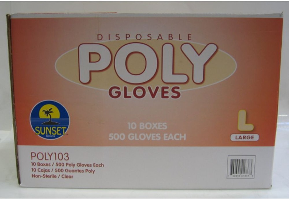 Poly Gloves, Size Large - 500 ct