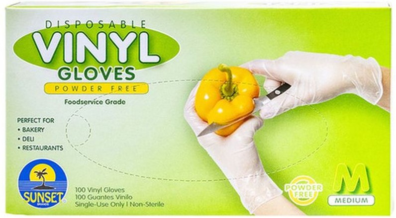 Clear Vinyl Gloves without Powder, Medium - 100 ct