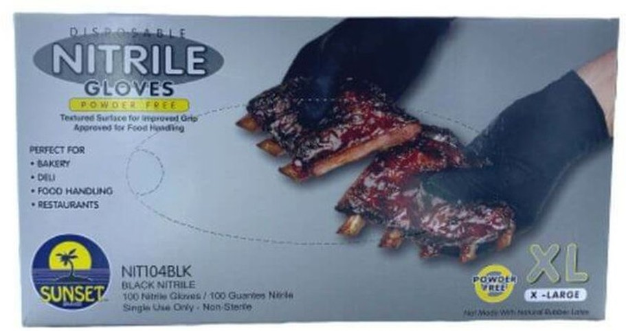 Nitrile Glove, Powder Free, XL Black - 100 Ct