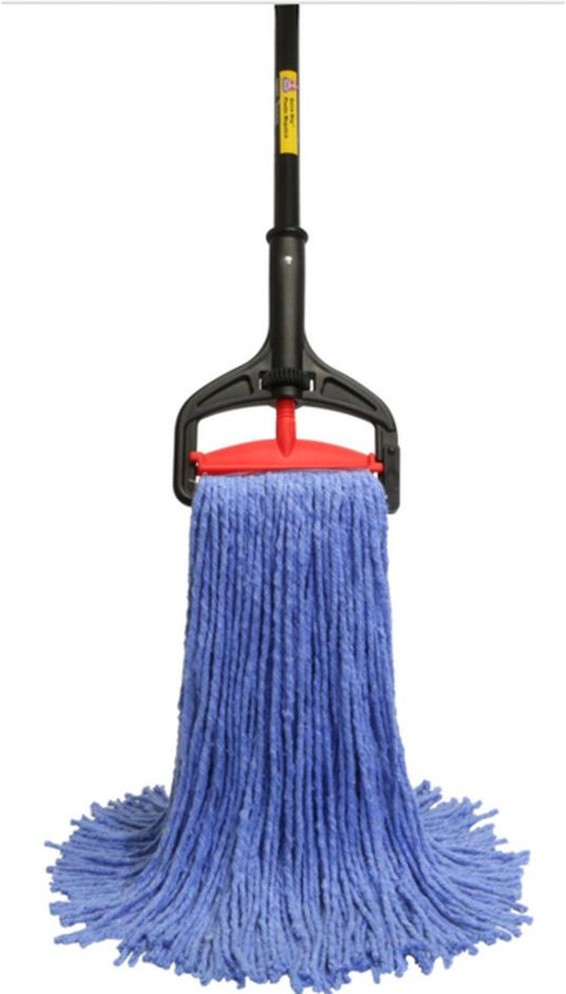 Quick-Way Plastic Mopstick w/Blue Cut-End Mop