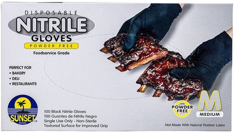 Glove Nitrile Black Medium 10-100ct