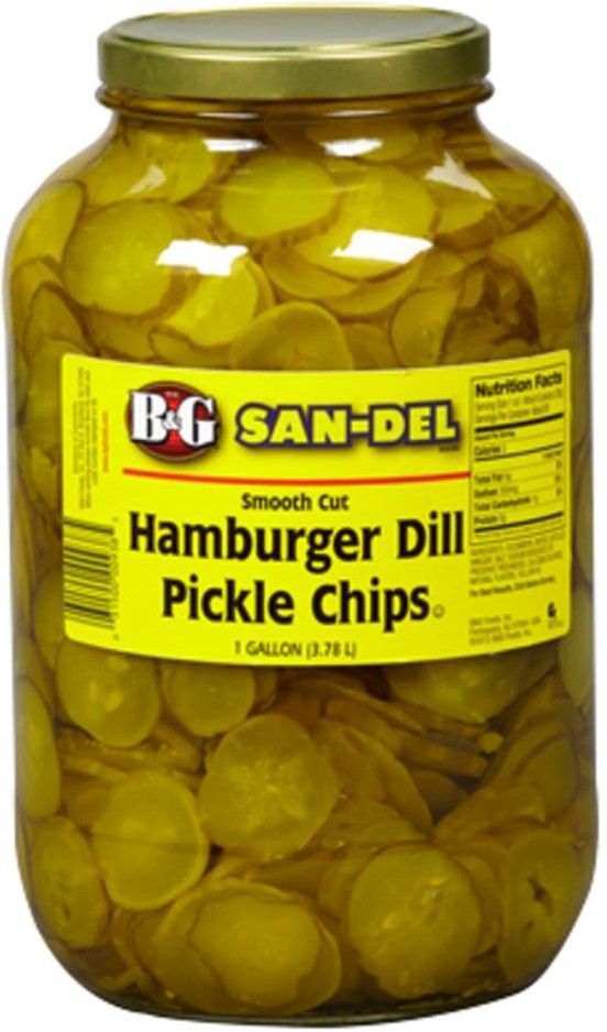 Thin Hamburger Dill Pickle Chips, Smooth - gallon