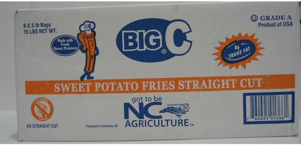 Frozen - Sweet Potato French Fries 3/8th Straight Cut - 15 lbs