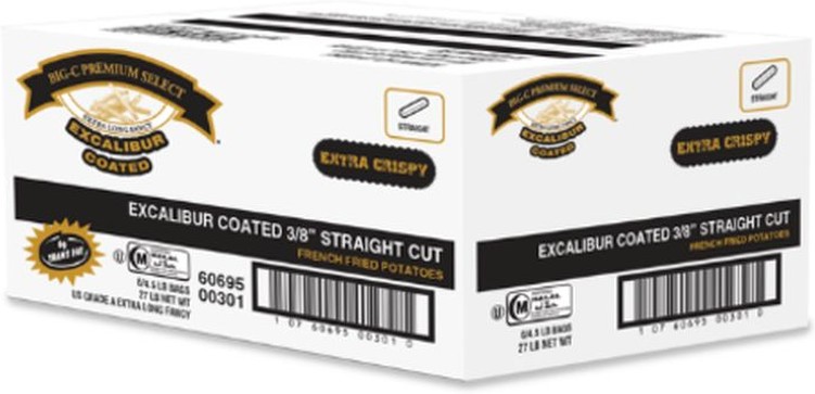 Frozen Excalibur - 3/8 Straight Cut Coated French Fries - 6/4.5 lbs