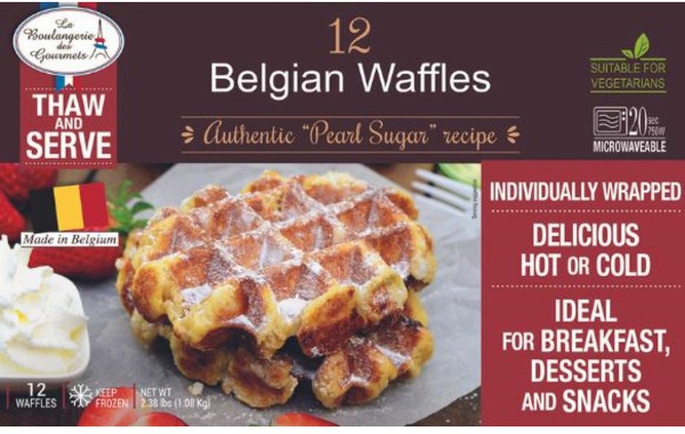 Frozen des Gourmets - Belgian Waffles, Authentic "Pearl Sugar" recipe - 12 Ct
