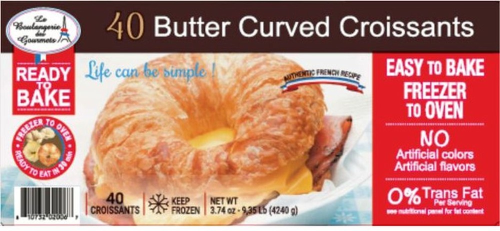 Frozen des Gourmets - 40 Butter Curved Croissants - 40 Ct