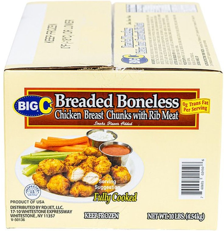 Frozen - Cooked Breaded Chicken Breast Chunks - 10 lb Box