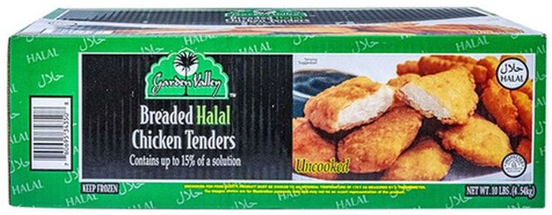 Breaded Halal Chicken Tenders, Uncooked - 10 lbs