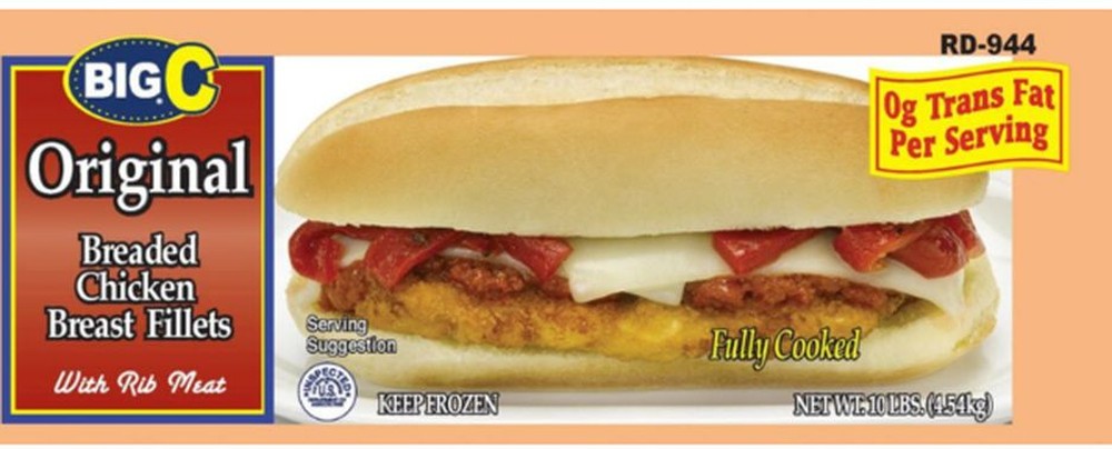 Frozen - Fully Cooked, Original Breaded Chicken Breast Filets - 10 lbs - 39 ct avg