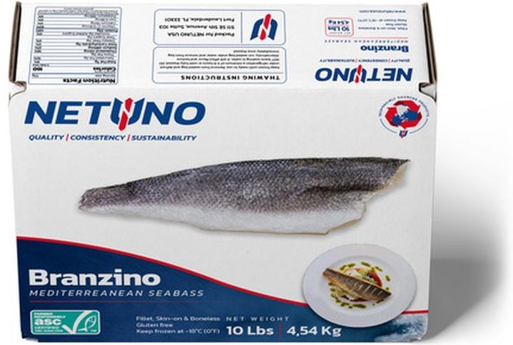 Branzino Fillet 10 lb. Box - Skin On, Boneless, 5-6 oz.