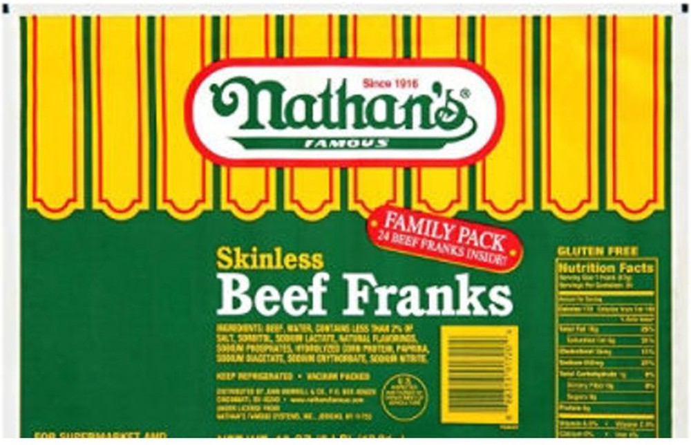Skinless Beef Franks - 8:1 (2 oz each), 5 lbs