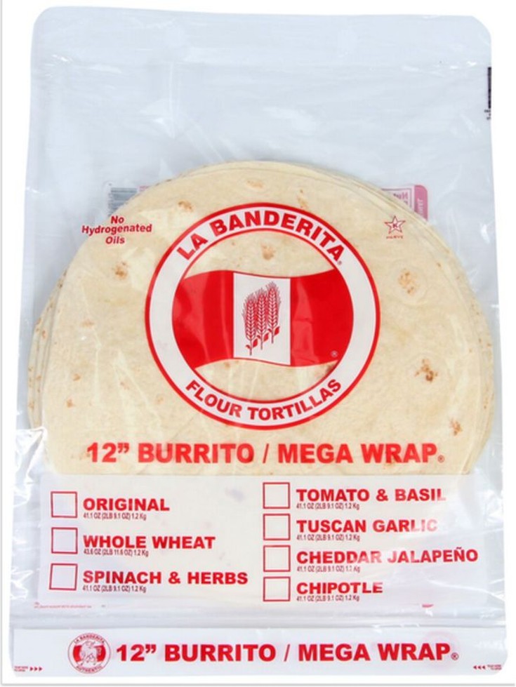 Flour Tortilla Wraps, 12 inch - 12ct Pack