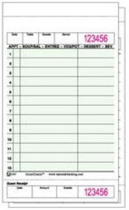GR4797BK - 4.25"X7.25 2-Part Carbonless Green Guest Check - 2Mct