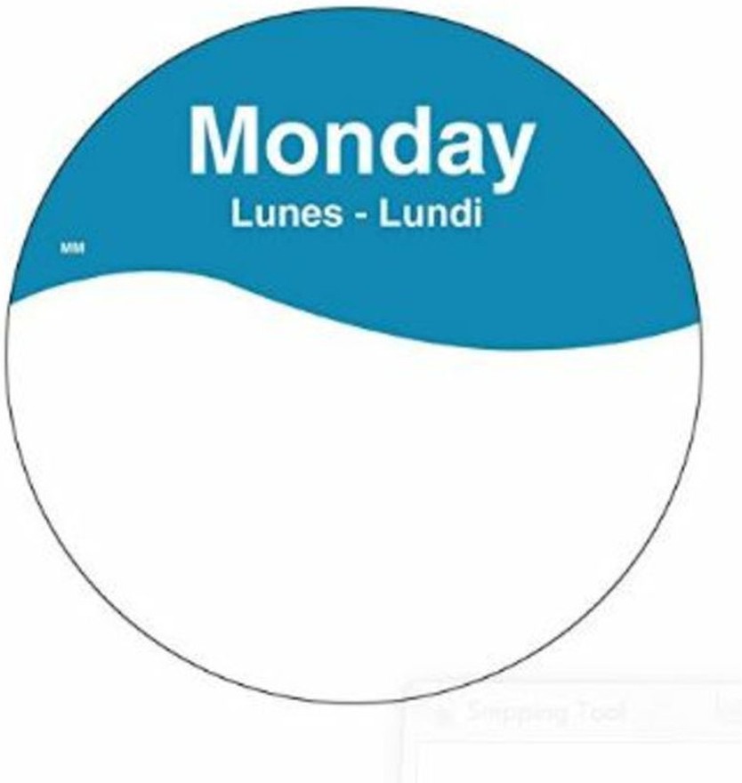 Label 1" Monday Removable - 1 Roll