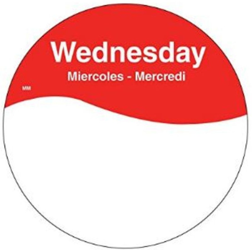 1in Circle Label Roll, Removable - WEDNESDAY