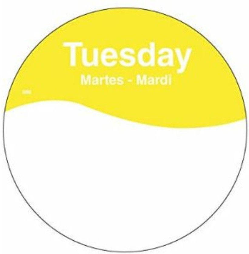 1in Circle Label Roll, Removable - TUESDAY