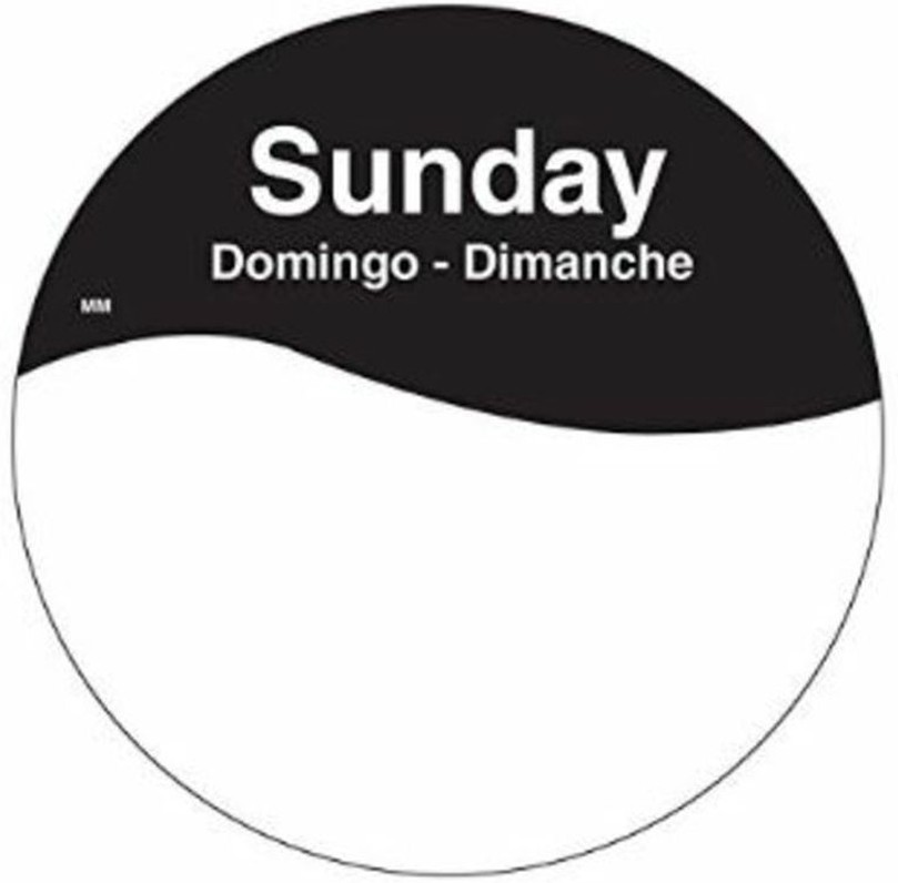 1in Circle Label Roll, Removable - SUNDAY