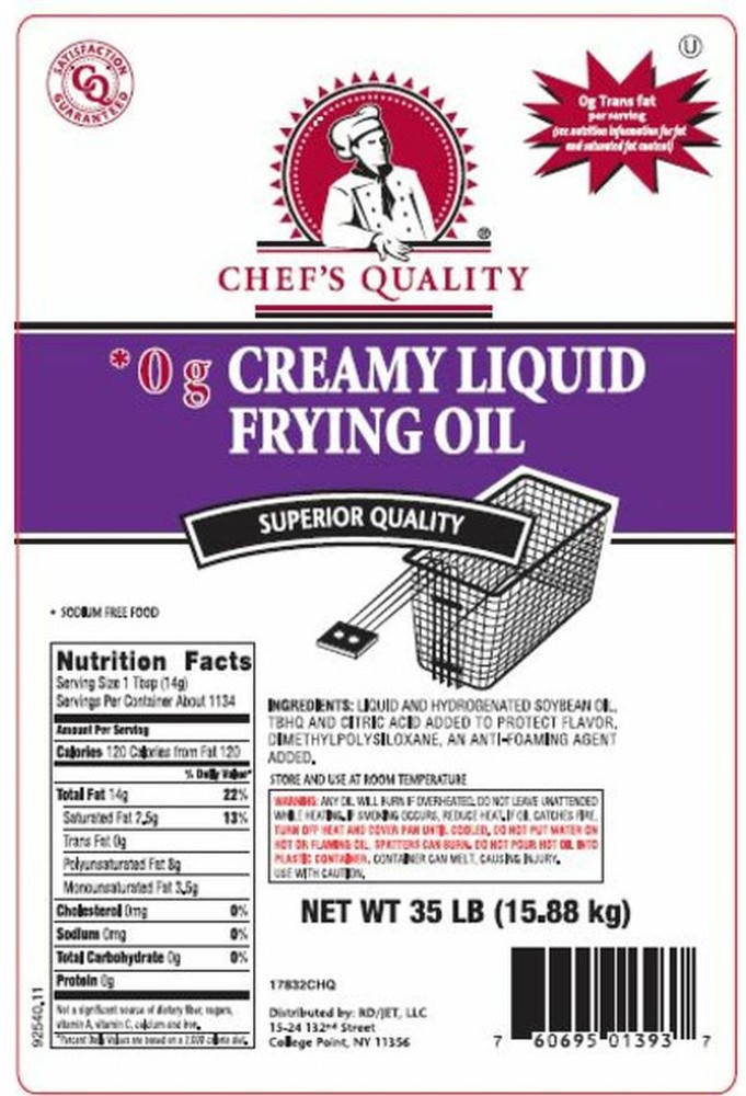 Creamy Soybean Fry Oil, zero trans fats - 35 lbs