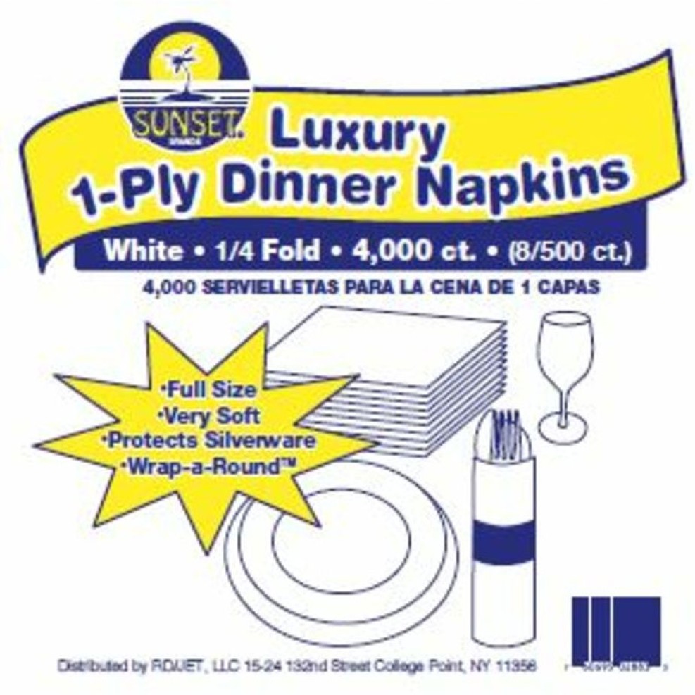 Luxury 1-Ply Dinner Napkins, 1/4 Fold - 4000 ct