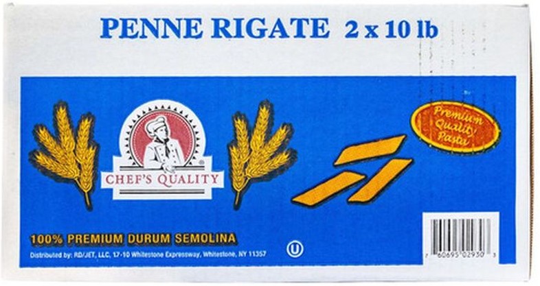 Penne Rigate Pasta - 2/10 lbs