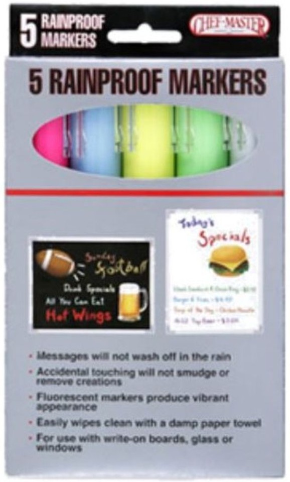 Assorted Rainproof Markers - 5 Pack