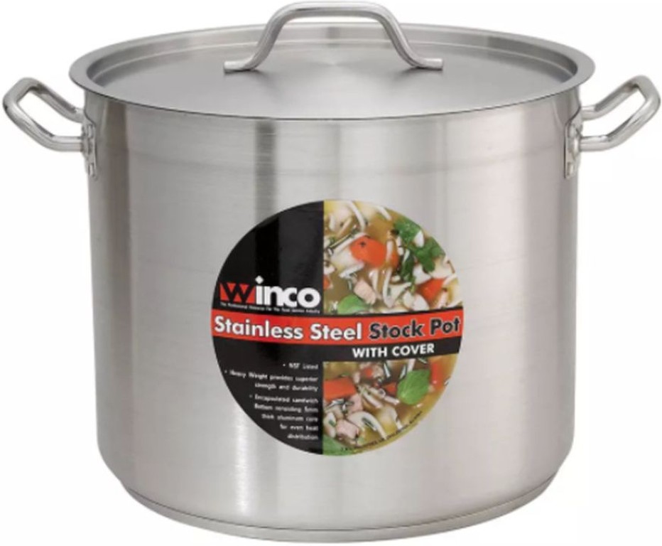 Stainless Steel Stock Pot With Cover - 40 Qt