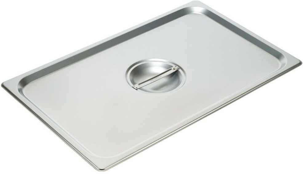 18/8 Stainless Steel Steam Pan Cover, Solid - Full Size, 20.88" x 12.81" x 1.13" - 1 Ct.