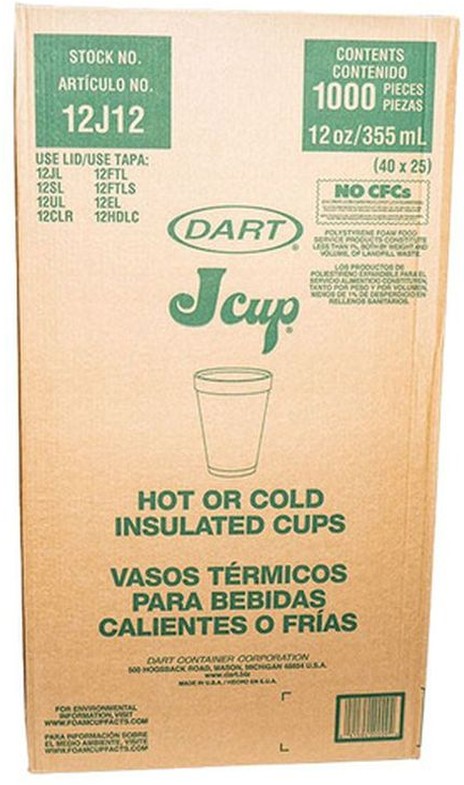 12J12 - White Foam Cup - 25/12 oz
