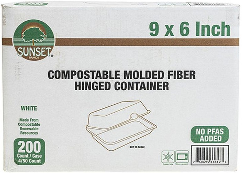 Hinged White Container - 9x6, 200ct