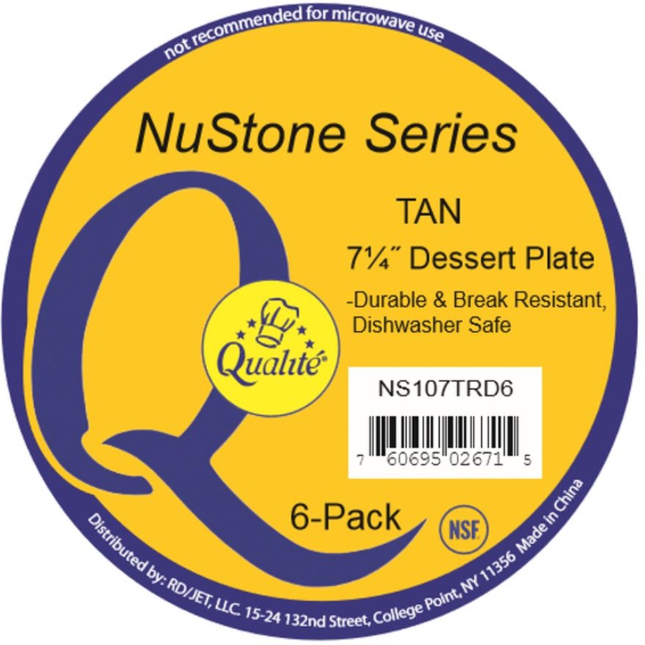 7.25" Tan Dessert Plate - 6 Pk