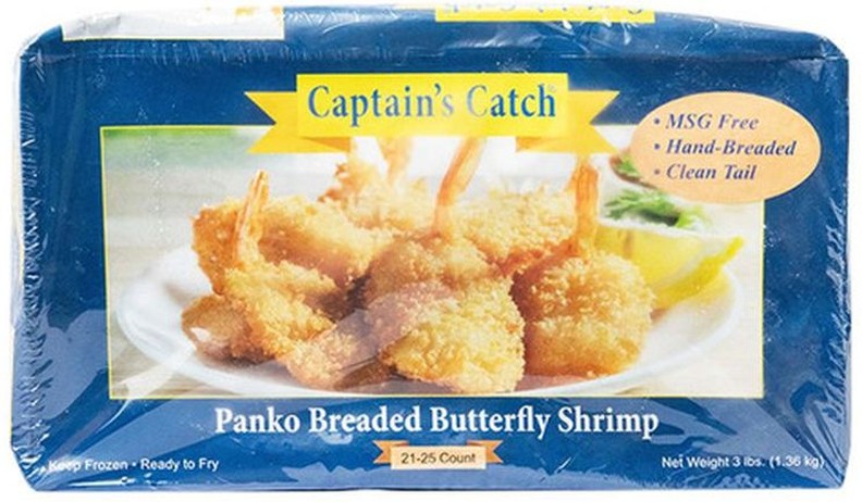 Frozen Breaded Shrimp - 21/25, Butterfly, Tail-on, IQF, 3 lb box