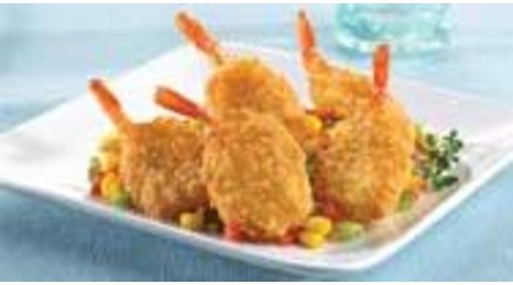 Frozen Gold Pak Breaded Fantail Shrimp, 16/20, 2.5 lb box