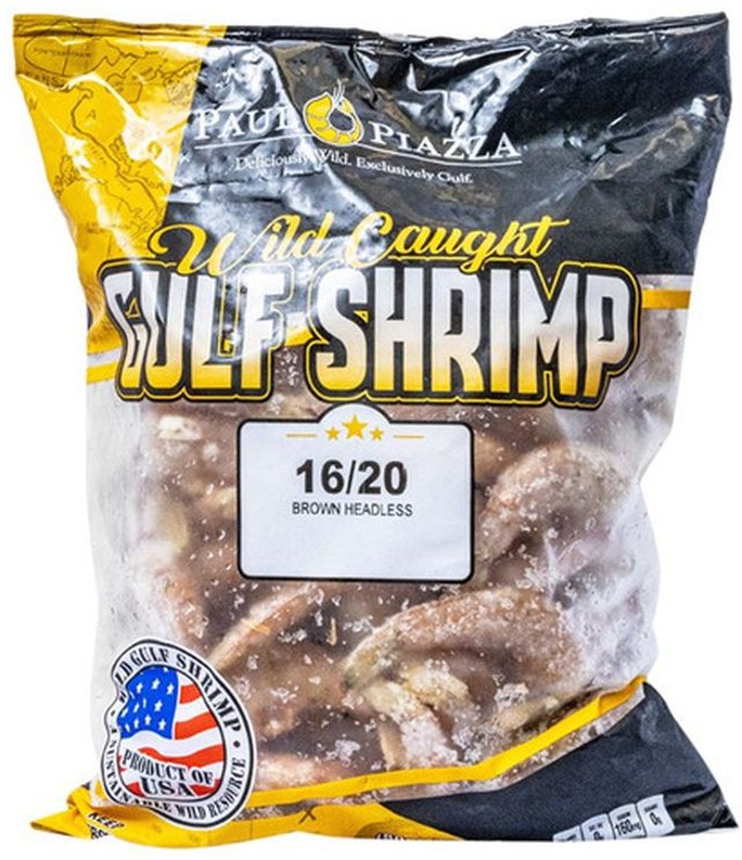 Frozen Wild White Gulf Shrimp - 16/20, USA , , Headless - 5 lb bag